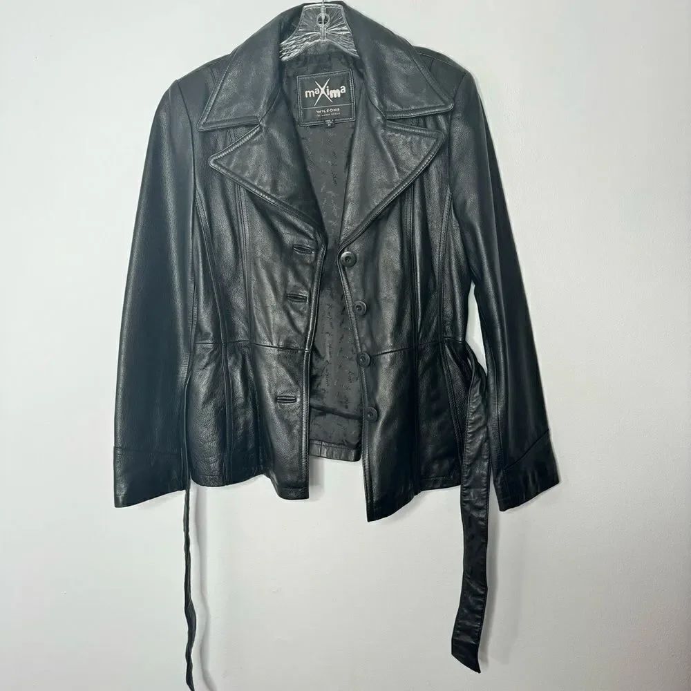Wilson black leather jacket size medium